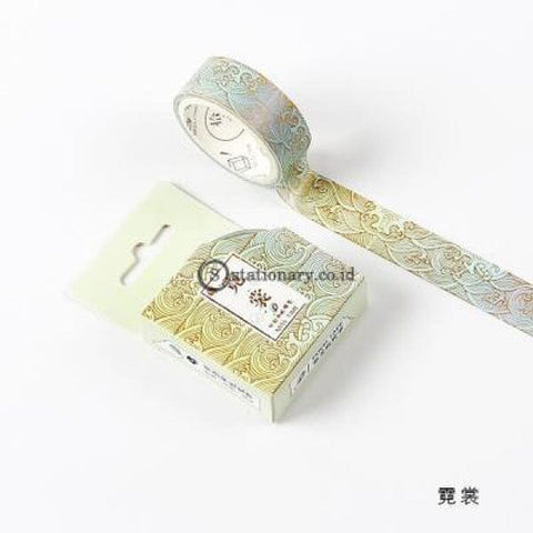 (Preorder) Blue Gold Wave Foil Washi Tape Diy Decoration Scrapbooking Planner Masking Adhesive Label