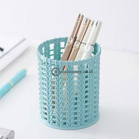 (Preorder) Creative Imitation Rattan Plastic Pen Container Simple Pure Color Hollow Desktop Pencil