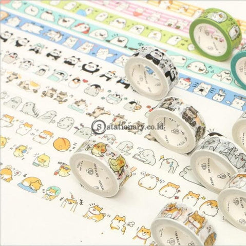 (Preorder) Cute Animals Round Animal Panda Penguin Raccoon Cat Washi Tape Adhesive Diy Scrapbooking