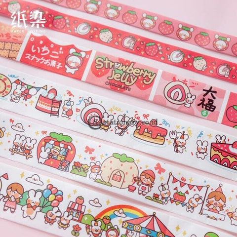 (Preorder) Cute Rabbits Strawberry Dream Series Washi Masking Tape Decorative Adhesive Diy