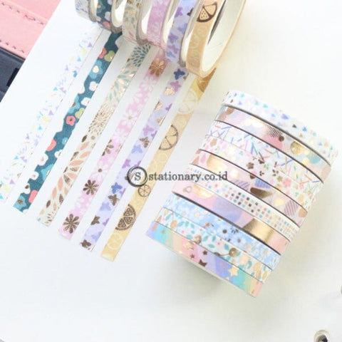 (Preorder) Domikee Cute Gold Foil Japanese Decorative Diy Washi Paper Masking Tape Set For Journal