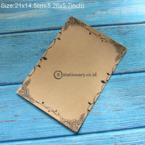 (Preorder) Kraft Brown Letter Paper 16Sheets Vintage Flower Design Letterhead Writing Pad Drawing