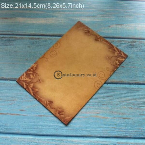 (Preorder) Kraft Brown Letter Paper 16Sheets Vintage Flower Design Letterhead Writing Pad Drawing