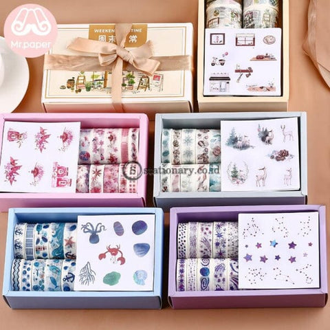 (Preorder) Mr Paper 16+8Pcs Gift Package Sticker Washi Tape Set Kawaii Ocean Star Forest Sakura