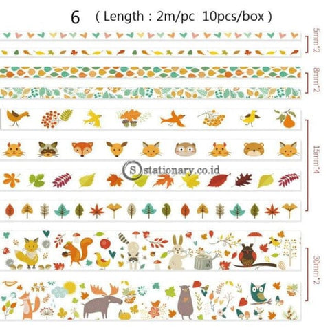 (Preorder) Mr Paper 26 Designs 10Pcs/box Cute Cartoon Animals Washi Tapes Scrapbooking Diy Deco