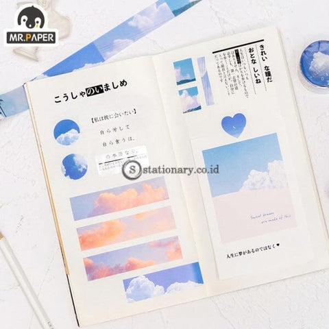 (Preorder) Mr.paper 6 Designs Lovely Blue Sky Nightfall Creative Bullet Journaling Washi Tapes