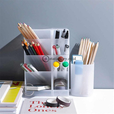 (Preorder) Multi-Function 4 Grid Desktop Pen Holder Office School Storage Case Clear Colorful