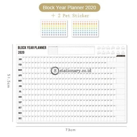 (Preorder) Phantaci 2020 Block Year Planner Daily Plan Paper Wall Calendar With 2 Sheet Eva Mark