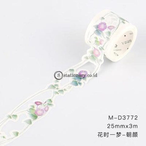 (Preorder) Retro White Hollow Plant Flower Journal Washi Tape Decorative Adhesive Diy Scrapbooking