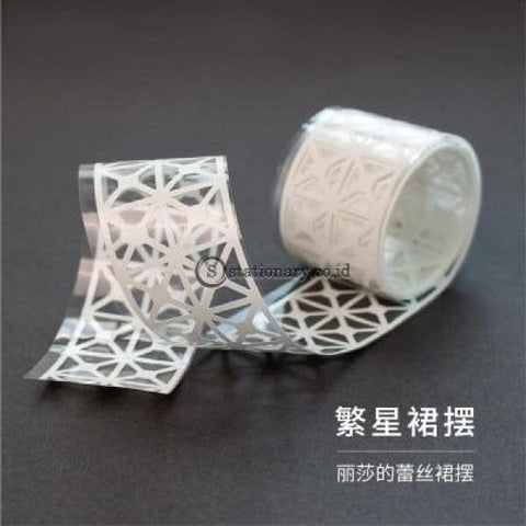 (Preorder) Retro White Hollow Plant Flower Journal Washi Tape Decorative Adhesive Diy Scrapbooking