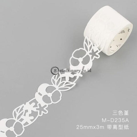 (Preorder) Retro White Hollow Plant Flower Journal Washi Tape Decorative Adhesive Diy Scrapbooking