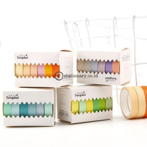 (Preorder) Simple Solid Color Washi Masking Tape Sticky Decorative Paper Set Diy Decoration Office