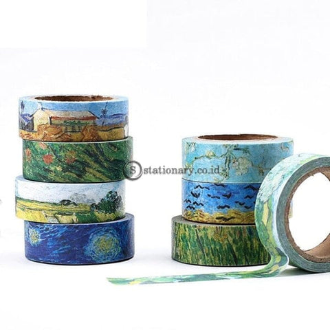 (Preorder) Van Goah Painting Paper Washi Tape 15Mm Starry Night Irises Apricot Adhesive Masking