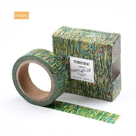 (Preorder) Van Goah Painting Paper Washi Tape 15Mm Starry Night Irises Apricot Adhesive Masking