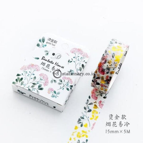 (Preorder) Various Blooming Flowers Gilding Washi Tape Adhesive Diy Scrapbooking Sticker Label