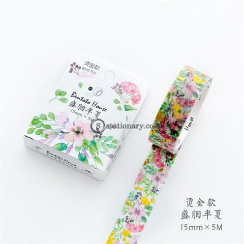 (Preorder) Various Floral Foil Washi Tape Diy Decorative Masking Sticky Adhesive For Scrapbooking &