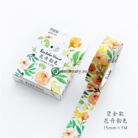 (Preorder) Various Floral Foil Washi Tape Diy Decorative Masking Sticky Adhesive For Scrapbooking &