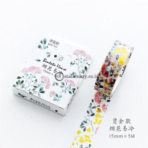 (Preorder) Various Floral Foil Washi Tape Diy Decorative Masking Sticky Adhesive For Scrapbooking &