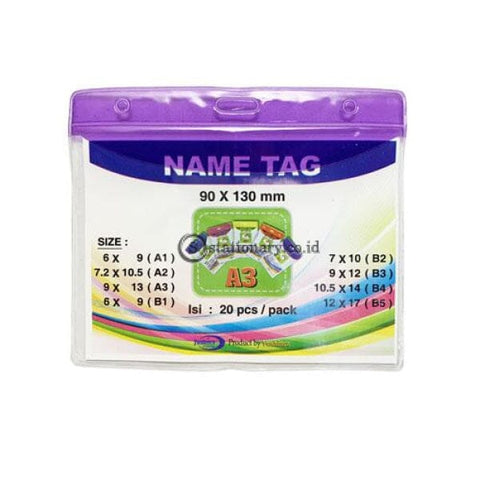 Yushinca Plastik Id Name Tag 90 X 120Mm Landscape A3 (20 Lembar) Office Stationery