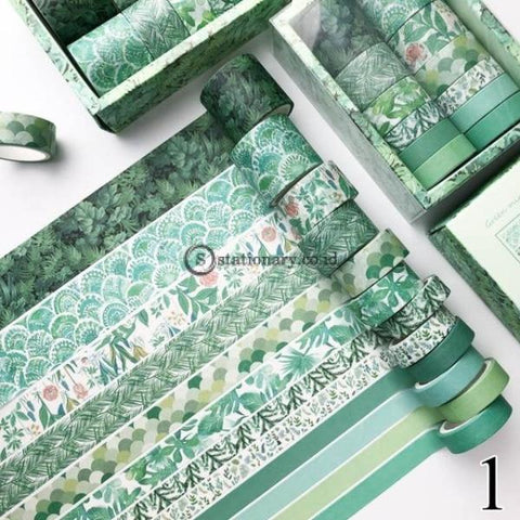 12Pcs/set Green Plant Washi Tape Solid Color Masking Decorative Adhesive Sticker Scrapbooking Diary