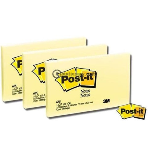 3M Post It Sticky Yellow Notes 655 3X5 Office Stationery