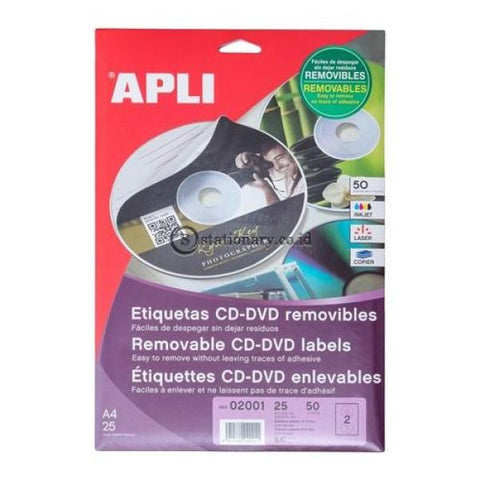 Apli Label Cd Romremovable Out 114 X In 41Mm 50 Unit #02001 Office Stationery