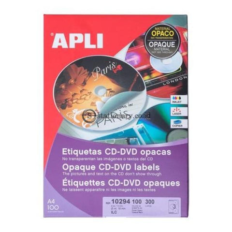 Apli Label Permanent Opaque Mega Cd/dvd 300 Unit #10294 Office Stationery
