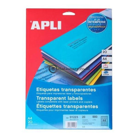 Apli Label Polyester Transparent 48.5 X 25.4Mm 880 Unit #01223 Office Stationery
