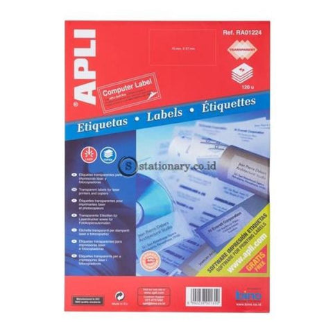 Apli Label Polyester Transparent 70 X 37Mm 120 Unit #ra01224 Office Stationery