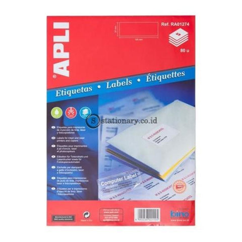 Apli Label White Paper 105 X 37Mm 80 Unit #ra01274 Office Stationery