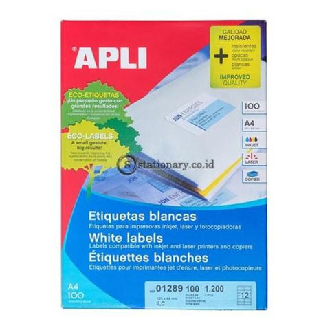 Apli Label White Paper 105 X 48Mm 1200 Unit #01289 Office Stationery
