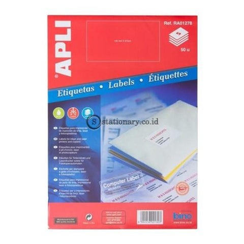 Apli Label White Paper 105 X 57Mm 50 Unit #ra01278 Office Stationery