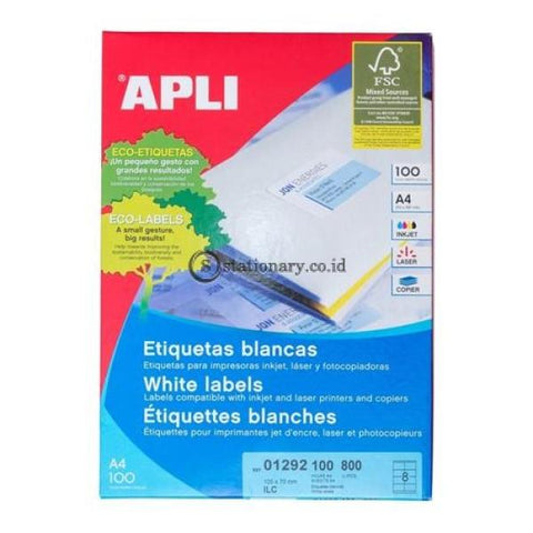 Apli Label White Paper 105 X 70Mm 800 Unit #01292 Office Stationery
