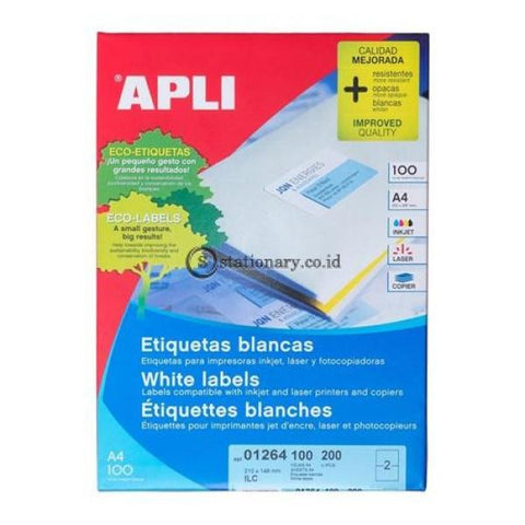 Apli Label White Paper 210 X 148Mm 200 Unit #01264 Office Stationery