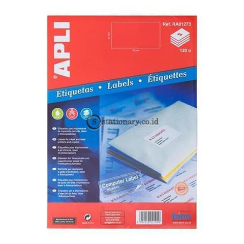 Apli Label White Paper 37 X 70Mm 120 Unit #ra01273 Office Stationery