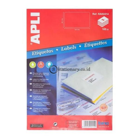 Apli Label White Paper 63.5 X 38.1Mm 105 Unit #ra02414 Office Stationery