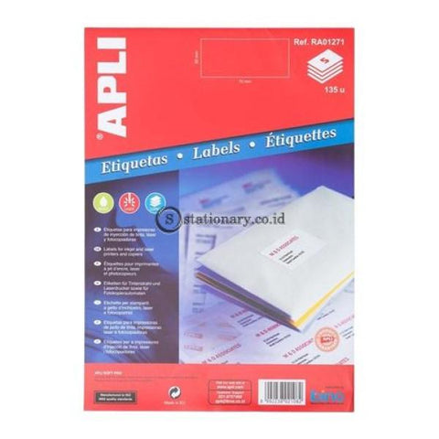 Apli Label White Paper 70 X 30Mm 135 Unit #ra01271 Office Stationery