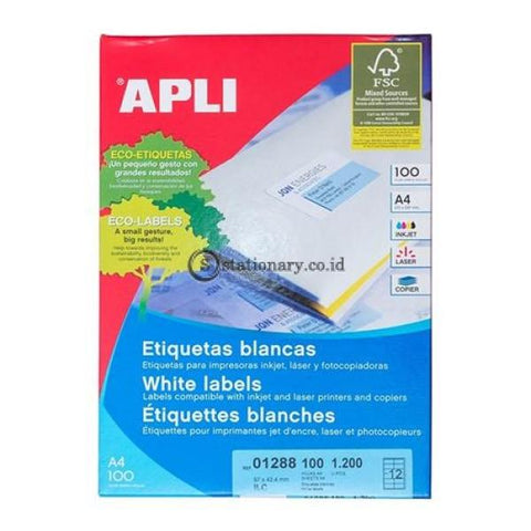 Apli Label White Paper 97 X 42 4Mm 1200 Unit #01288 Office Stationery