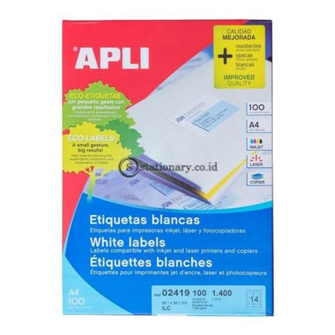 Apli Label White Paper 99 1 X 38.1Mm 1400 Unit #02419 Office Stationery