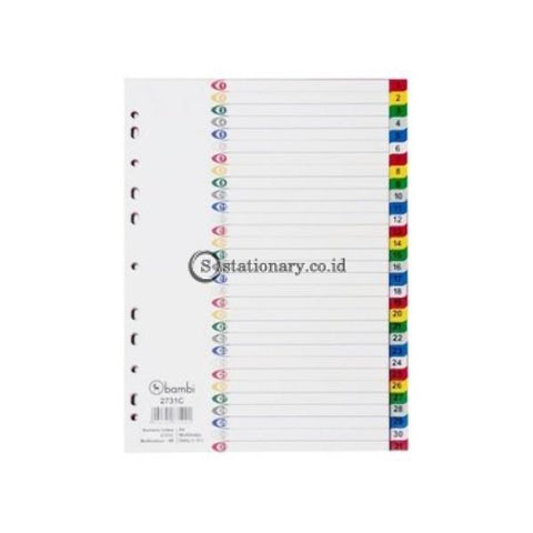 Bambi Index Divider Rigid Pvc A4 Numeric 1-31 Warna Colourful #2731C Office Stationery Promosi