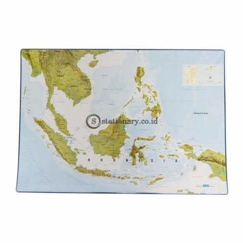 Bantex Desk Pad With Indonesia Maps 44x63cm Blue #4151 01