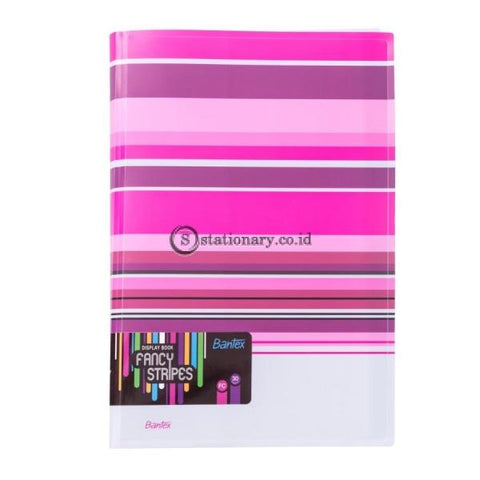 Bantex Fancy Stripe Display Book (30 Pocket) Folio Pink #3197 19