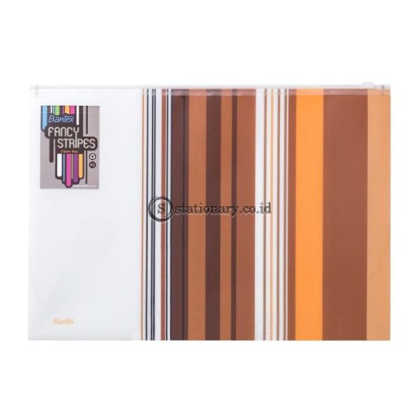 Bantex Fancy Stripes Zipper Bag Folio Yellow #8075 06