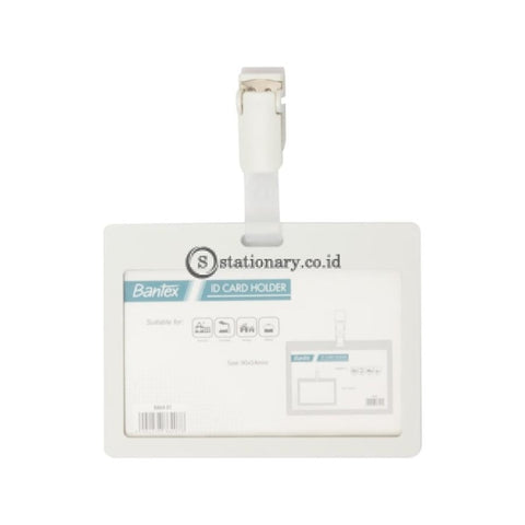 Bantex ID Card Holder With Clip Landscape White #8864 07