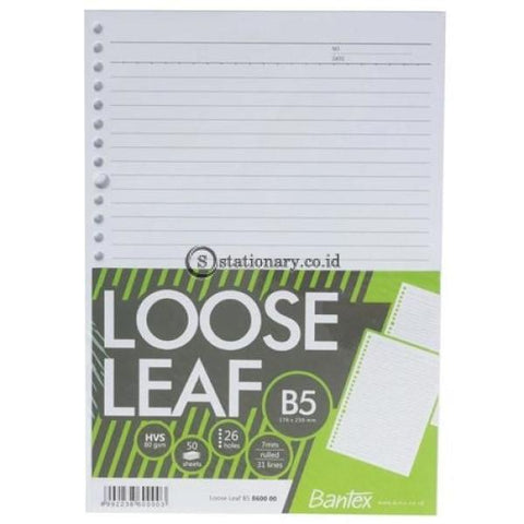 Bantex Loose Leaf Paper B5 80 Gsm 50 Sheets - 26 Holes #8600 00 Office Stationery