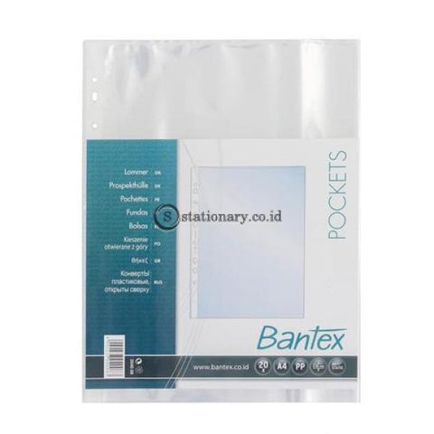 Bantex Pocket Clear 20 Sheets 0.06Mm Thickness A4 #8040 Office Stationery