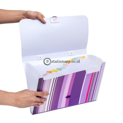 Bantex PP Fancy Stripes Expanding File 13 pocket Folio Lilac #3608 21