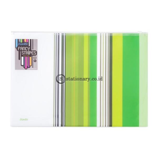 Bantex PP Fancy Stripes Zipper Bag Folio Grass Green #8075 15