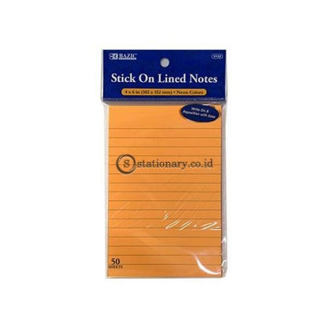 Bazic Sticky Notes Line Neon Colors (102X152Mm) #5122 Office Stationery