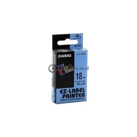Casio Ez Label Printer Xr-18Bu1 18Mm Black On Blue Tape Cartridge Office Equipment